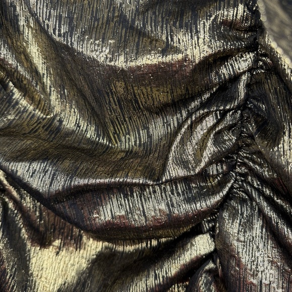 Zara Gold Metallic Mini Dress with Ruffle Size Medium NWT Homecoming Formal - Picture 4 of 9